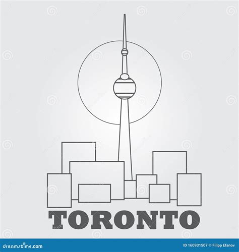 TV Tower CN Tower In Toronto Outline Drawing Editorial Photo | CartoonDealer.com #160931507