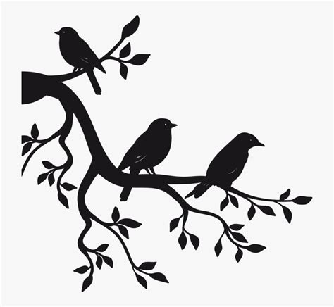 Paper Sticker Branch Bird Wall Decal - Birds On Branch Drawing , Free ...