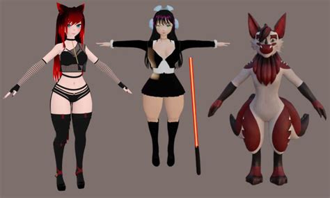 Create and rig custom vrhcat avatar 3d vroid vtuber furry mmd model vrc ...