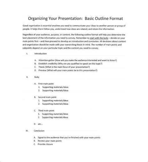 Outline Template For Presentation