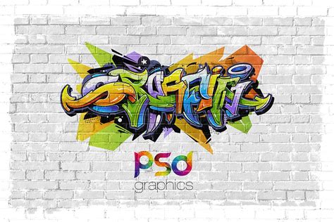 Wall Graffiti Mockup Template – Download PSD