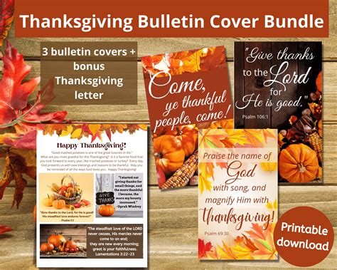 Printable Church Bulletin Covers Thanksgiving Digital Download Plus ...