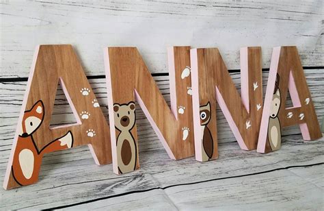 Wooden Letters for Nursery Woodland Nursery Decor Hand