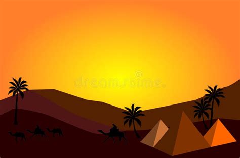 The Illustrations and Clipart. Sunset in the Desert Stock Illustration ...