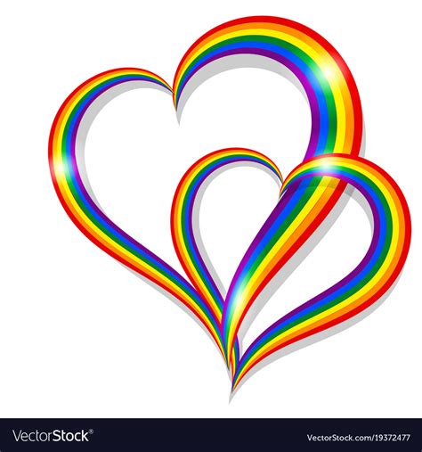 Two rainbow pride heart shape symbol lgbt Vector Image