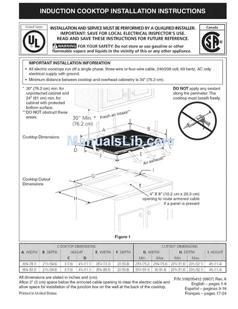 ELECTROLUX EW36IC60I - 36 IN. INDUCTION COOKTOP INSTALLATION INSTRUCTIONS MANUAL Pdf Download ...