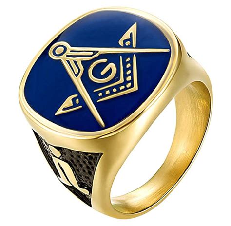 Blue & Gold Color Freemason Ring Master Mason Ring Masonic Degree Ring ...