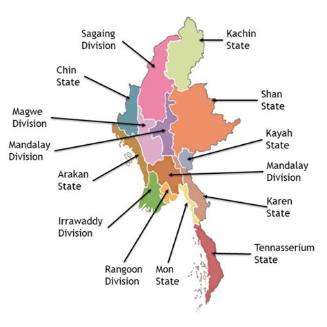 Myanmar Map With State And Division