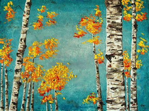 Aspen Trees in the Fall Original Oil Painting