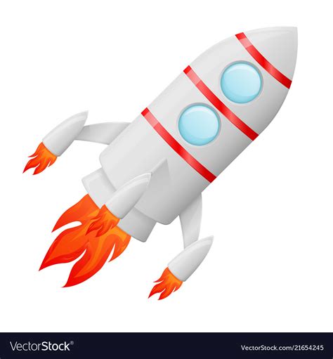 Flying rocket colored cartoon drawing Royalty Free Vector