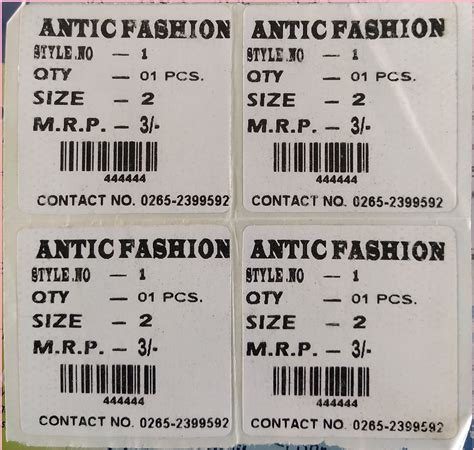 Ready made Garments Store Barcode Label Designs ~ Billing Software Guru