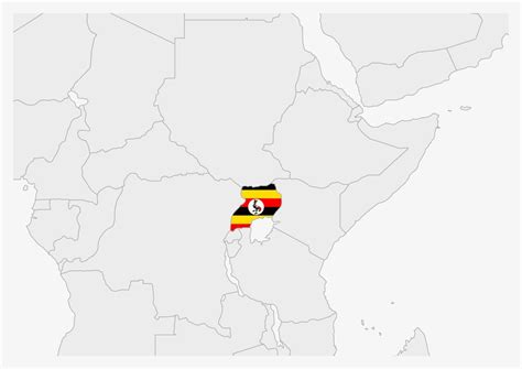 Uganda map highlighted in Uganda flag colors 12857651 Vector Art at ...