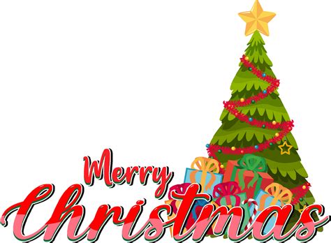 Merry Christmas logo banner with Christmas tree 4560202 Vector Art at ...