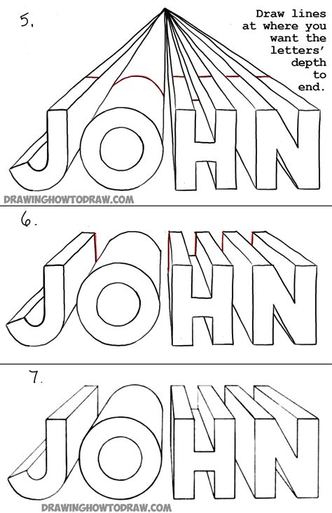 How to Draw 3D Letters in One Point Perspective – Perspective Drawing Tutorial – How to Draw ...