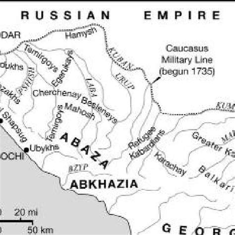 Map of Circassian deportation [Source: (Meiqari, 2018)] | Download ...