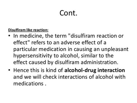 Drugs and substances with disulfiram like reactions