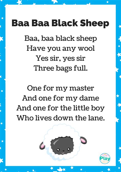 Baa Baa Black Sheep Printable: Lessons and Activities - Craft Play Learn