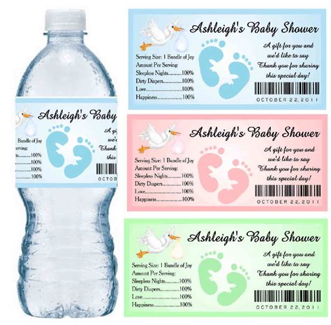 30 BABY SHOWER WATER BOTTLE LABELS PARTY FAVORS Waterproof Ink ...