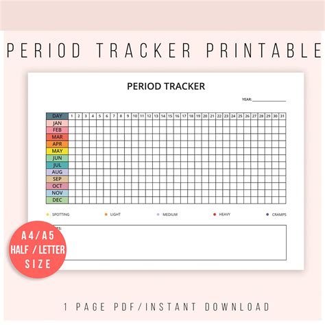 Printable Period Tracking Chart