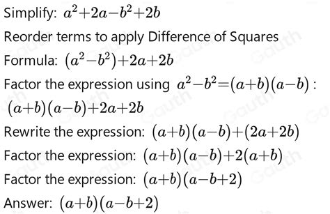 Solved: a^2-b^2+2a+2b [algebra]