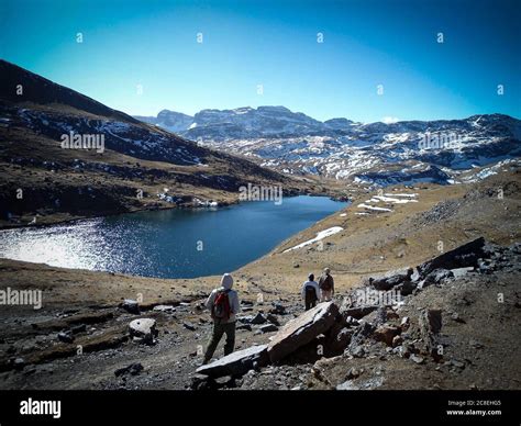 Three trekkers hiking in Mount Tunari, Bolivia Stock Photo - Alamy