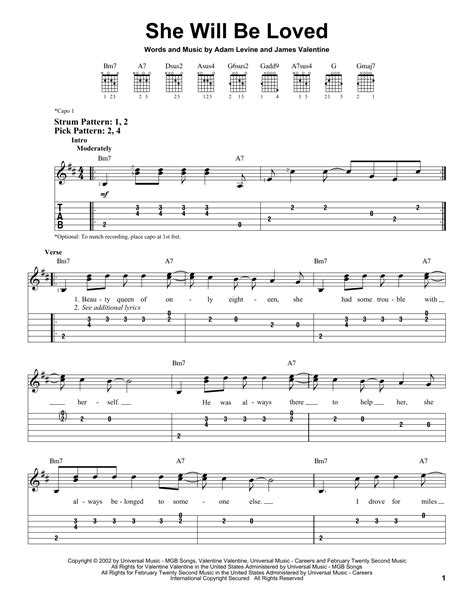 She Will Be Loved by Maroon 5 - Easy Guitar Tab - Guitar Instructor