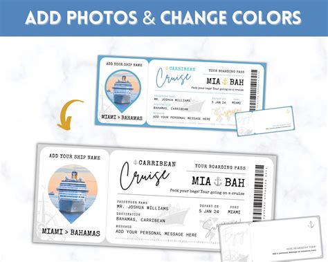 CRUISE Ticket Template | Editable Boarding Pass Cruise Vacation Ticket