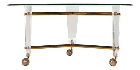 Brass & Lucite Coffee Table | Chairish