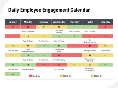 Daily Employee Engagement Calendar | PowerPoint Slide Images | PPT ...