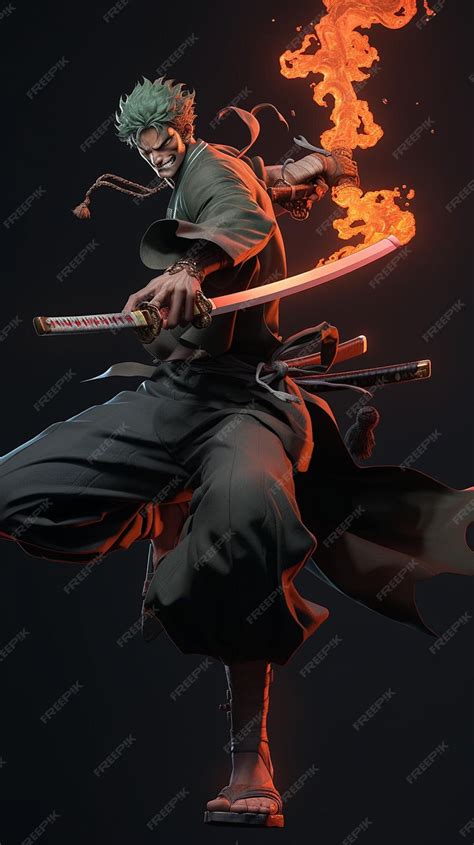 Premium Photo | Anime character with a sword and fire in his hand ...