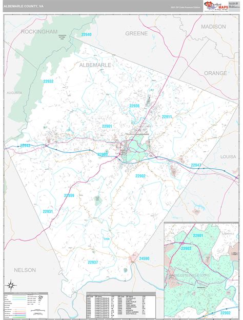 Albemarle County, VA Wall Map Premium Style by MarketMAPS - MapSales