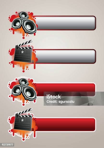 Entertainment Banner Set 01 Stock Illustration - Download Image Now - Clapboard, Color Image ...