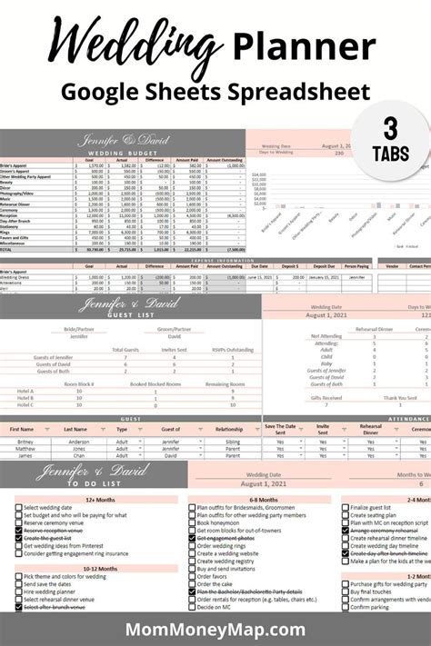 Wedding Planner Google Sheets Spreadsheet | Wedding planner spreadsheet ...