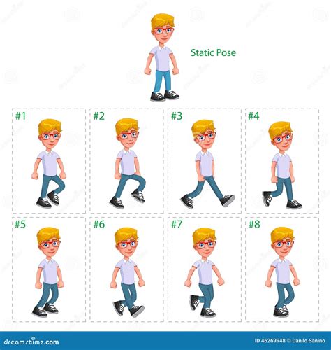 Animation Of Boy Walking. Stock Vector - Image: 46269948