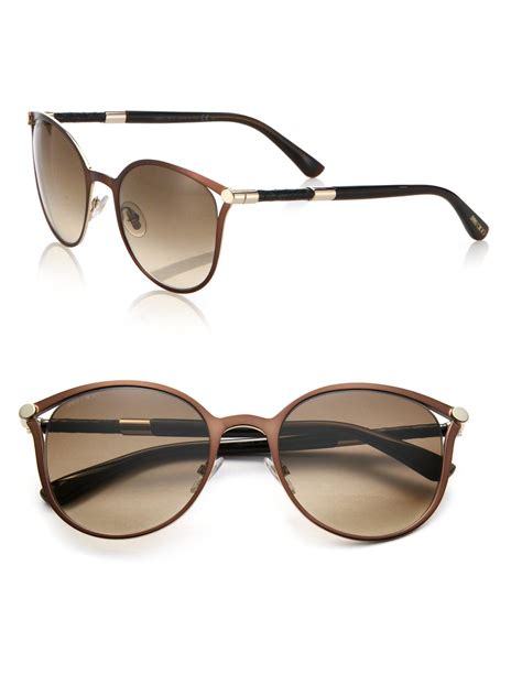 Jimmy Choo Neiza 54mm Round Sunglasses in Brown - Lyst