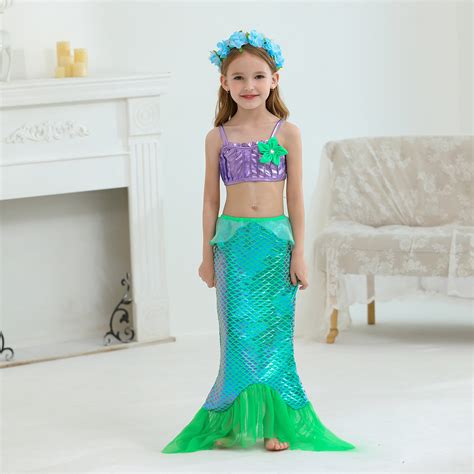 Girls Mermaid Princess Dress with Headband Mermaid Dress up | Etsy