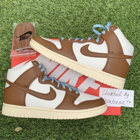 Men’s Nike Dunk high brown white certified fresh... - Depop