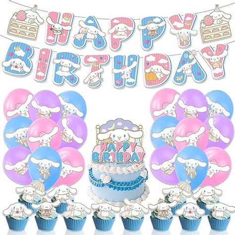 Amazon.com: Cinnamoroll Birthday Decorations, Cinnamoroll Party Supplies Including Banner ...