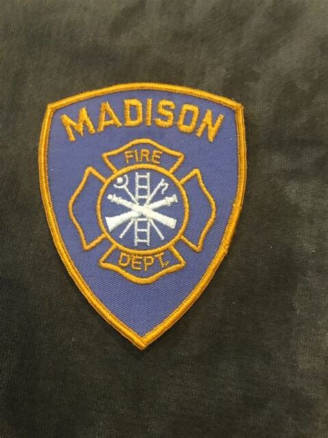 Madison WI NJ CT Fire Department Logo Uniform Patch Vtg 4” Rare Orig ...