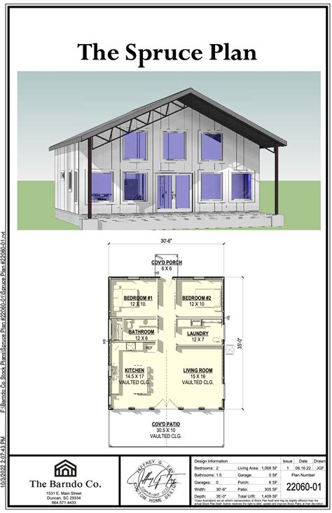 Bedroom Bath Barndominium Floor Plan W/ Covered Carport, 57% OFF