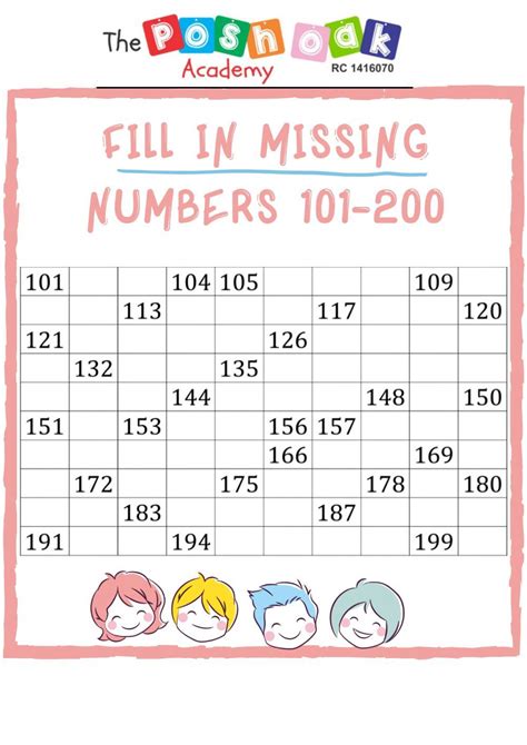 Fill in missing numbers 101-200 worksheet | Math addition worksheets, Number worksheets, Missing ...