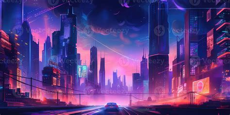 Aesthetic city synthwave wallpaper with a cool and vibrant neon design ...