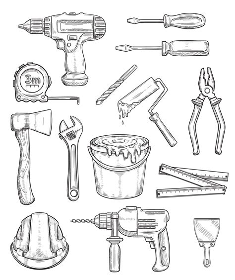 Tool sketch of repair and construction instrument 13174682 Vector Art ...