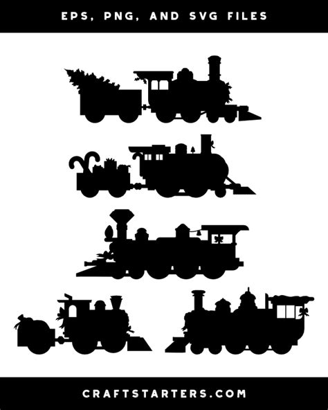 Christmas Train Silhouette Clip Art