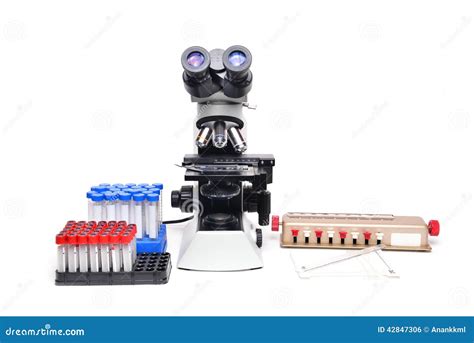 Microscope with Laboratory Equipment Stock Photo - Image of laboratory ...