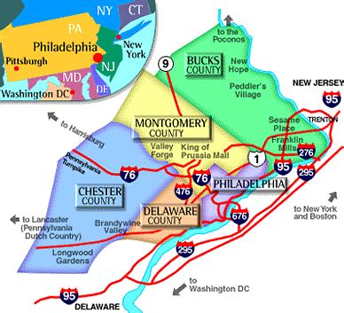 Philadelphia Area Counties — visitphilly.com | Philadelphia map, Map ...