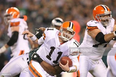 Quarterback Ken Dorsey of the Cleveland Browns is sacked during a...