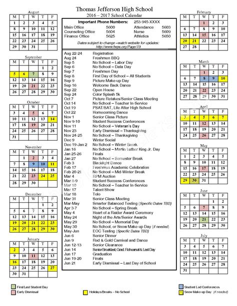 Thomas Jefferson Middle School Calendar - Correy Coretta