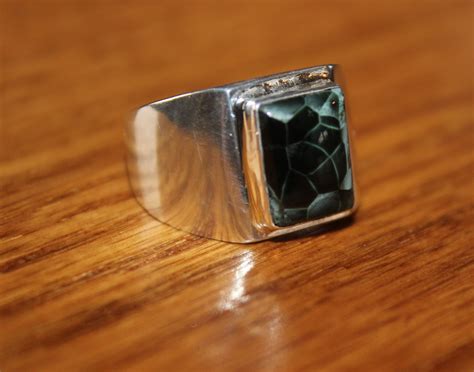 Chlorastrolite (Greenstone) RIng GR-121 Size 7.5