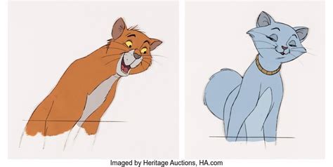 The Aristocats Duchess and Thomas OMalley Production Cel Group of 2 Walt Disney, 1970.... Total ...